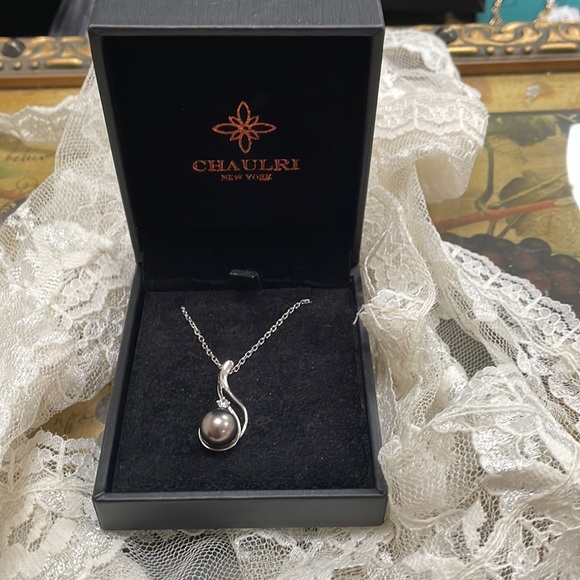 Chaulri Tahitian Black Pearl Pendant Sterling 925 Necklace - Picture 2 of 16